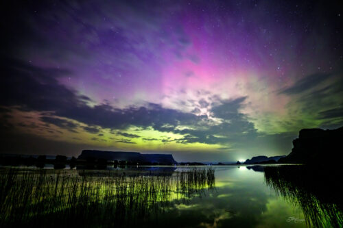 Aurora Banks Lake Reflection