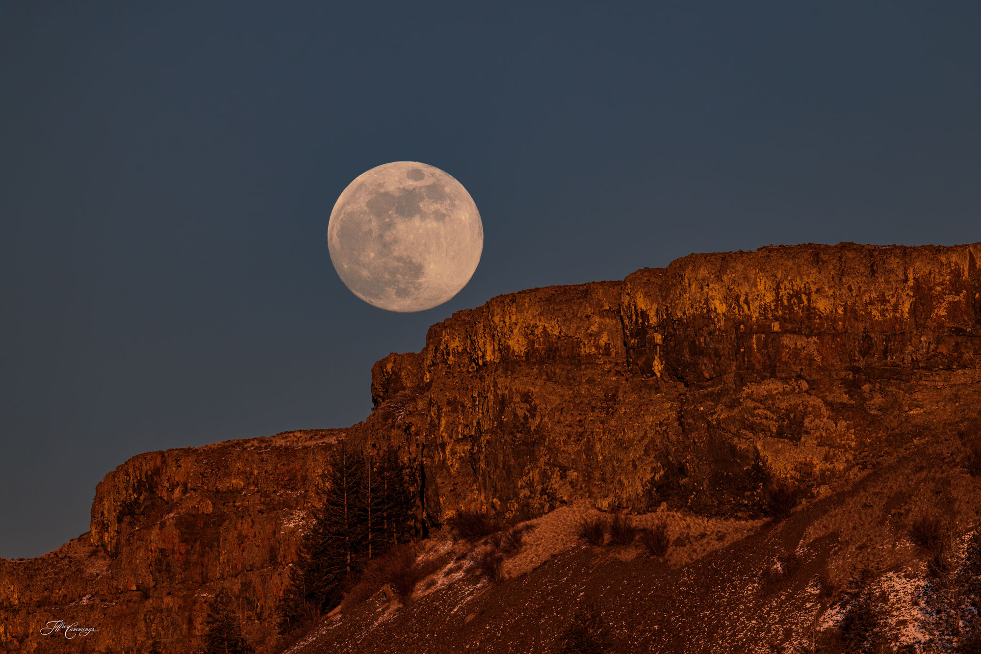 Snow Moon Rising up close